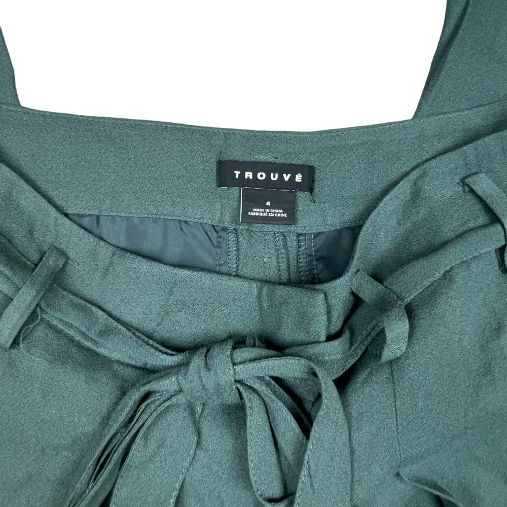 Trouve Dark Green Belted Pants Size 4 - Picture 3 of 4